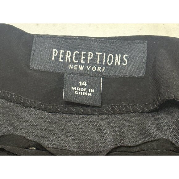 Perceptions New York Open-Front Black Blouse Polyester Blend Women Size 14-READ - Picture 11 of 16